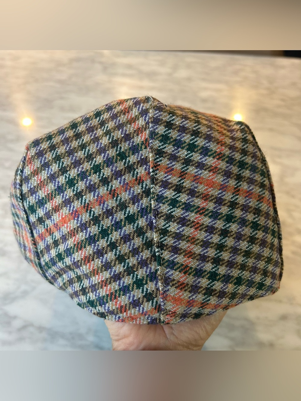 Diadem Multicolor Houndstooth Flat Newsboy Cap Men Size Large approx 23” around - Picture 3 of 9